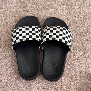 Vans Kids Black and White Checkered Slide Sandals